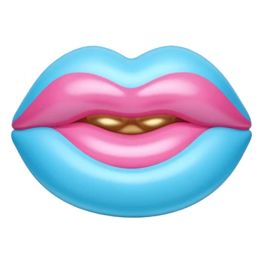 pink gold and light blue rococo inflatable lips sticker