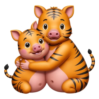 tiger and piggy hugging  sticker