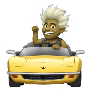 Troll driving a corvette  sticker