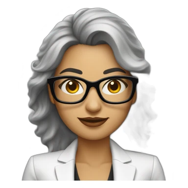 Mujer blanca pelo largo lacio negroemprendedora con blazer y gafas sticker