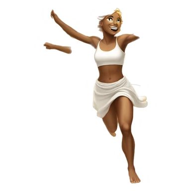 wheat harvest goddess, sprinting with wheat, blonde with a large stride and arms outstretched sticker