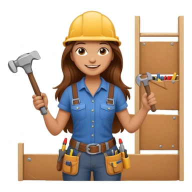 beautiful girl with long brown hair constructing new bedroom sticker