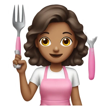 Brunette girl doing nail pink apron sticker