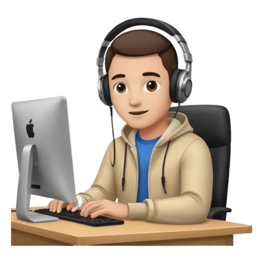 A video editor sitting in front of his computer. sticker