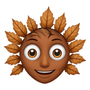 single comic dryleaf with eyes and a smile in brown less face sticker