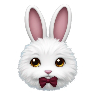 White fluffy bunny with burgundy bow sticker