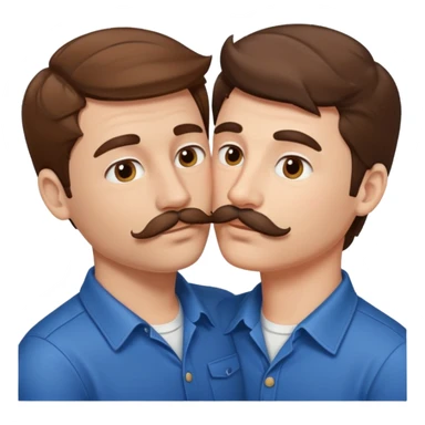 Kissing bf and brwon your hir andA man with a mustache sticker