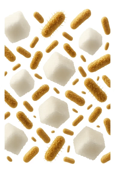 ZOLLETTE DI ZUCCHERO FLUTTUANO IN ARIA INSIEME A BATTERI INTESTINALI REALISTICI
IPERREALISTICO 4K, SFONDO BIANCO sticker