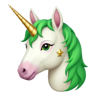 unicorn with green hair and earrings sticker