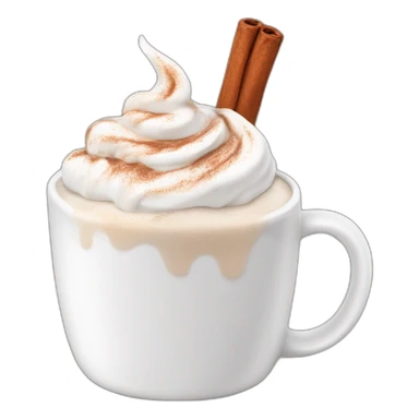white mug of hot chocolate with whipped cream and cinnamon sticker
