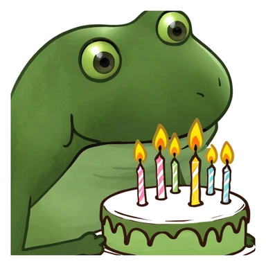 bufo blowing candles on cake sticker
