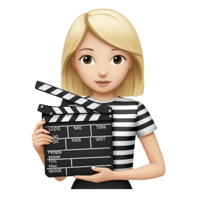 Blonde girl with film clapboard sticker