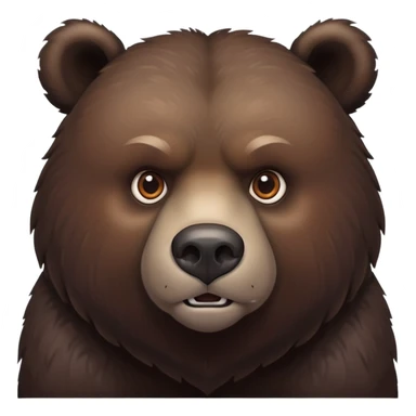 Intimidating dark brown bear on four legs with serious expression, fierce eyes, natural stance, realistic details sticker