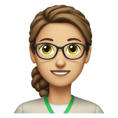 Female scientist with brown hair in a bun green eyes no glasses sticker