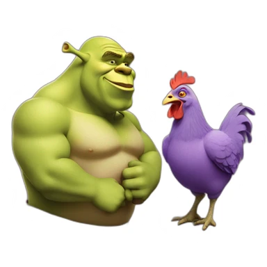 Shrek rose avec un poulet violet sticker