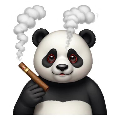 A panda with very red eyes and a cigar in his mouth with smoke in the air  sticker