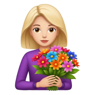 woman with big bouquet of flowers sticker