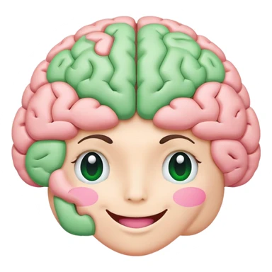 un cerebro en colores pastel rosa y verde, y con sonrisa  sticker