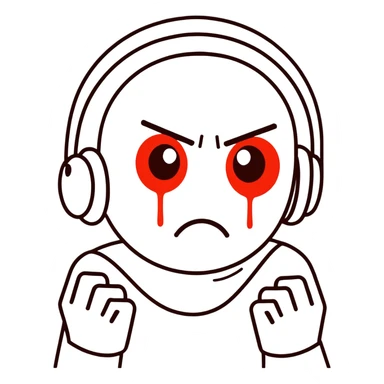 Emoji face with hands on its temples and intensely staring with bloodshot eyes sticker