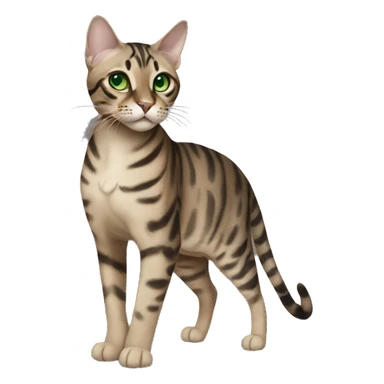 Sepia charcoal Bengal cat with Green eyes standing sticker