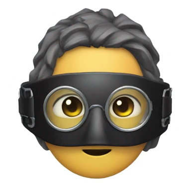 black elastic head mask with metal goggles sticker