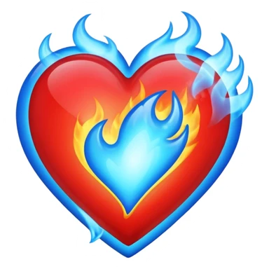 red heart with blue fire sticker