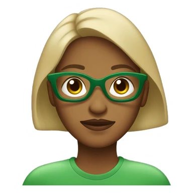 Una mujer de pelocastaño oscuro y ojos cafes con una playera verde con un texto que diga Eli sticker