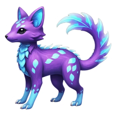 Rare realistic purple indigo violet nebulae shiny sparkly dark-neon glowing bioluminescent edgy badass epic pretty beautiful handsome gorgeous aesthetic colorful vibrant Vernid-Trico-species-Fakemon-creature by LiLaiRa, 4 legs, 1 tail, random markings, (full body) sticker