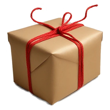 Gift with kraft wrapping paper tied with red twine sticker