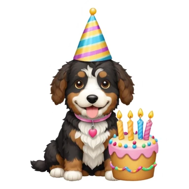 Mini Bernedoodle birthday  sticker