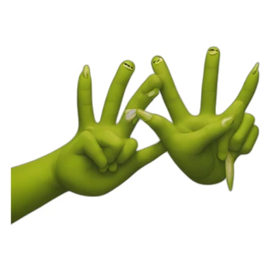 painting nail emoji with Shrek hands sticker