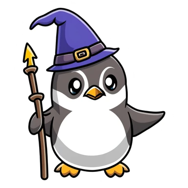 penguin wizard sticker