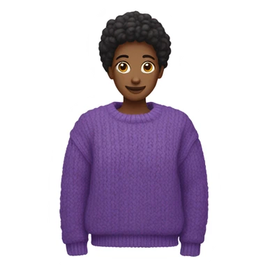 Purple cropped oversize wool sweater, isolated sticker