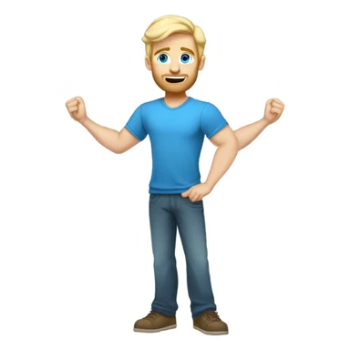 full body raised arms light curl blonde 30yo man blue eyed pale skin sticker