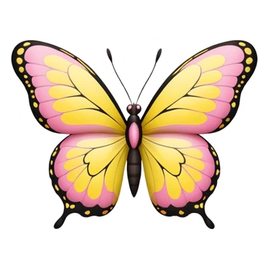 a yellow and pink colored butterfly sticker