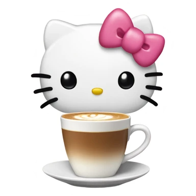 Hello Kitty drinking latte  sticker