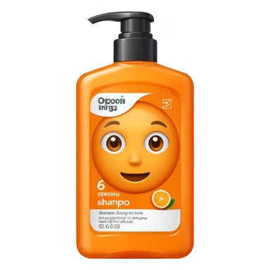 Orange shampoo in a rectangular package sticker