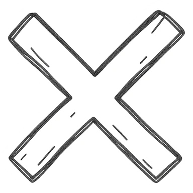 hand-drawn outlined X icon for 'no' or 'close' sticker