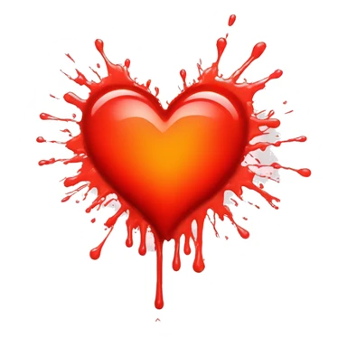 bleeding red heart glowing red-orange with splatter sticker
