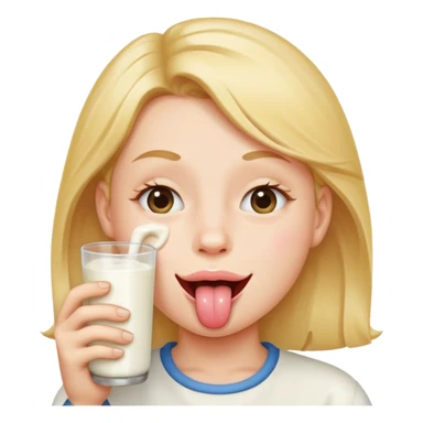 Winky face with tongue out and milk on chin sticker