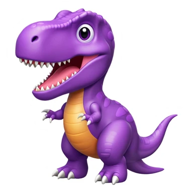 A purple toy T-Rex dinosaur with a happy expression and short arms sticker