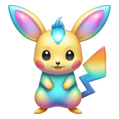 Rainbow-gradients iridescent gradient luminescent bioluminescent Emolga-Pichu-Victini-fusion sticker