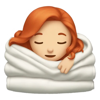 Girl with red hair sleeping in blanket sticker
