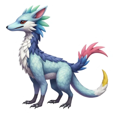 Colorful Fruity Pastel Warm-colored Tropical Exotic Vernid-Sergal-Trico-Silvally-Nargacuga-fusion-hybrid-animal-creature, full body sticker