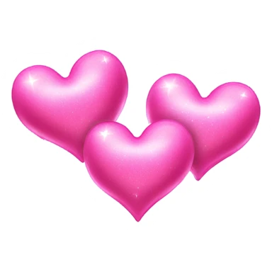 3 pink hearts and some sparkles, no faces sticker