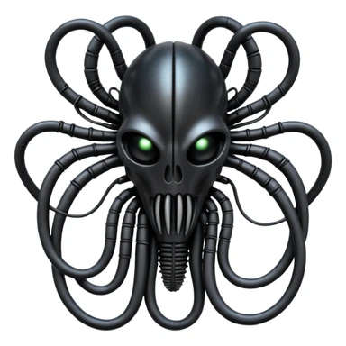 tangled black cables creating a dark biomechanical creature, Giger style sticker