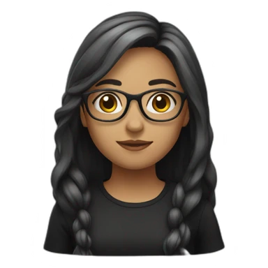 Girl with long hair and with glasses and black shirt sticker