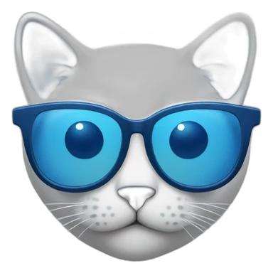 Gato con lentes con un lado de color azul  sticker