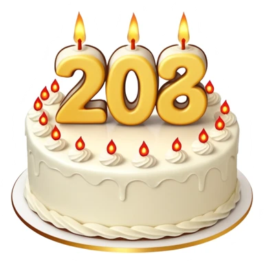 A festive New Year cake with lit candles shaped as the number 2026,
warm lighting, celebratory atmosphere,
soft background, high quality, clean composition sticker