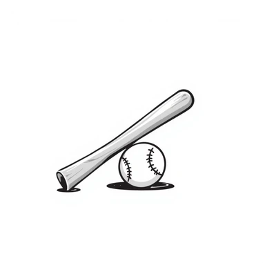 A baseball bat and ball, simple, clean lines, sporty sticker